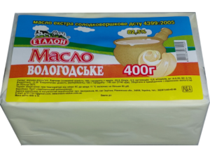 Масло в пачке 0,4 кг экстра 82,5% ТМ Эталон Вологодское в пергаменте